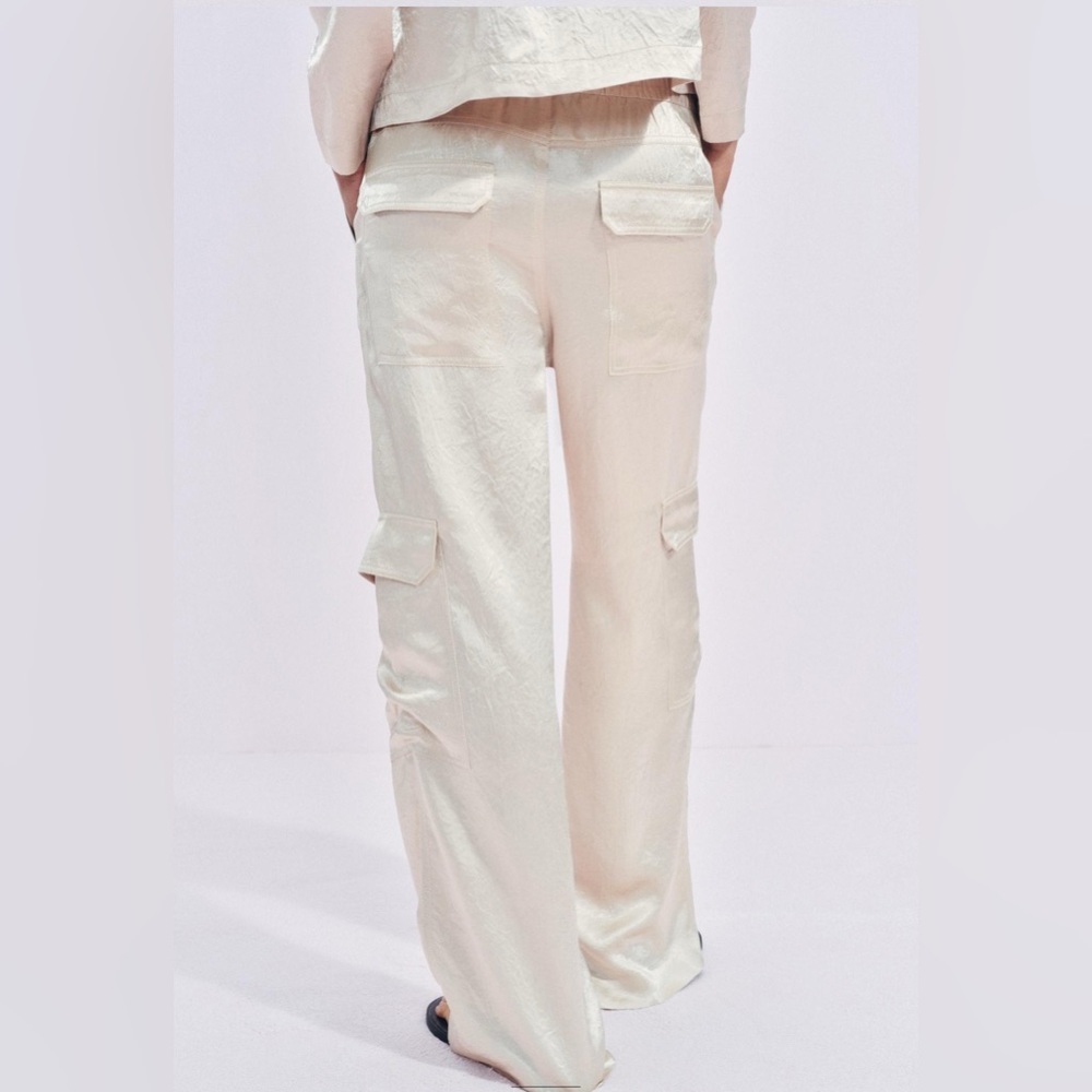 ZARA DRAPED SATIN EFFECT PANTS COLLECTION ELEGANT CREAM TOP SIZE M - Picture 2 of 13